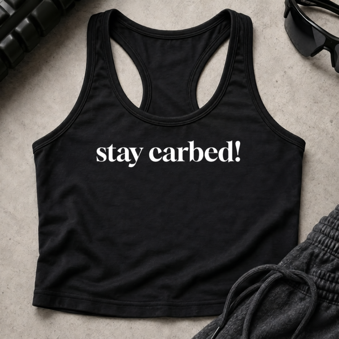 stay carbed! Racerback Crop Tank